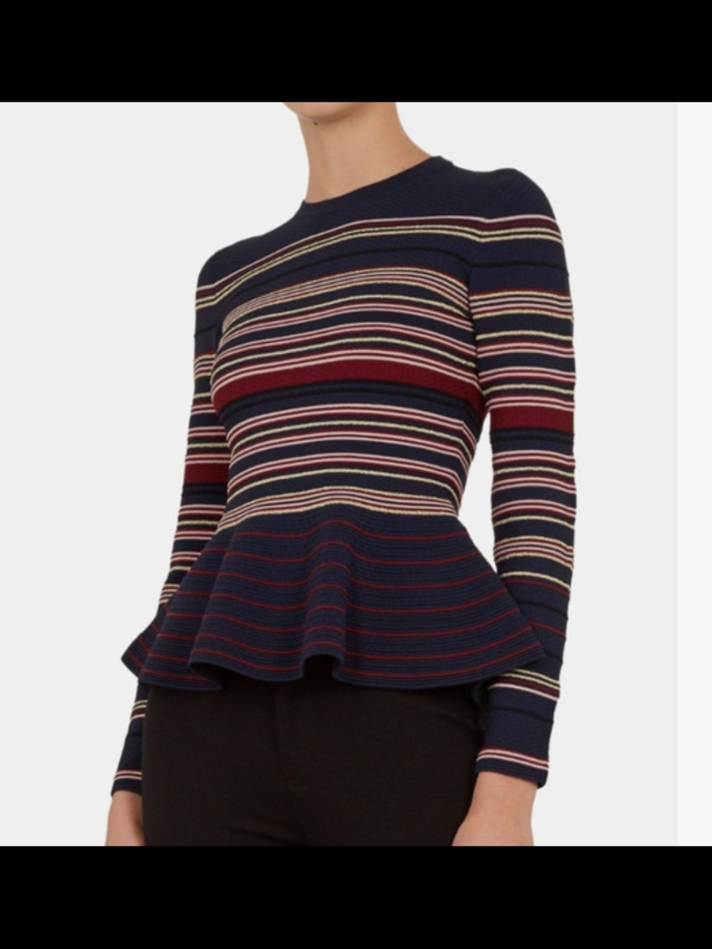 Ted Baker Navy Multicolor leytina Striped Peplum Sweater